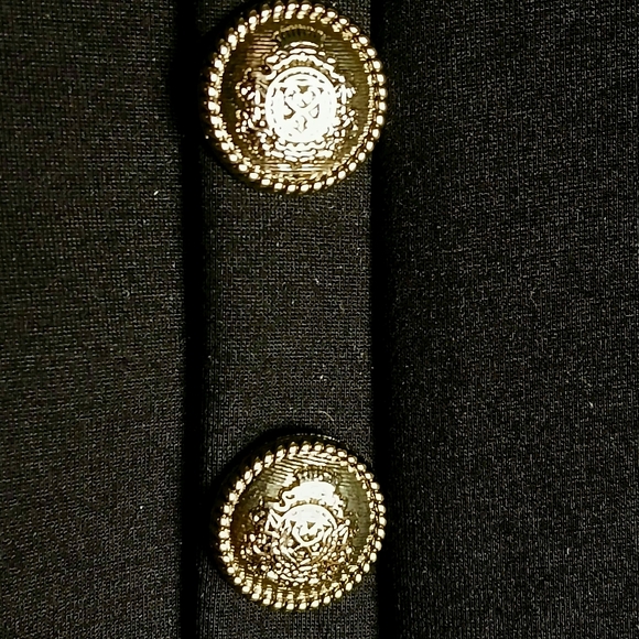 Joseph Ribkoff Black Military Style Blazer with Silver Buttons But Zip Front EUC - Picture 4 of 7